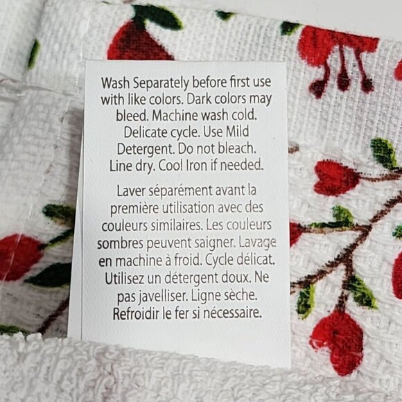 Colordrift Shabby Chic Cotton Kitchen Towel Set 3pc Red and White 18x28in - Picture 3 of 10